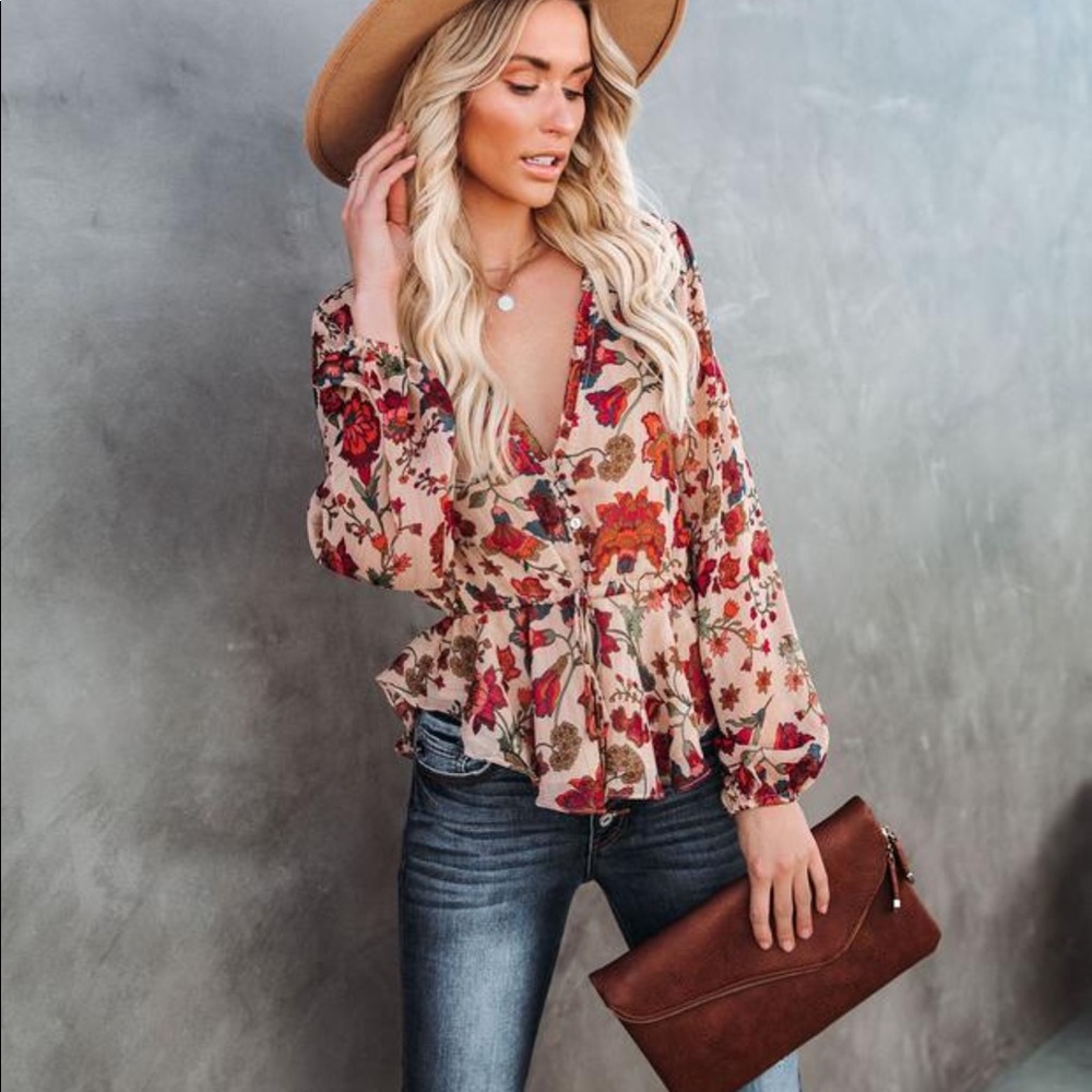 Coco Adjustable floral shimmer blouse